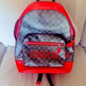 Coach Red and Black Backpack Coach Buffalo Plaid Red/ Black Leather Backpack | eBay main image 4